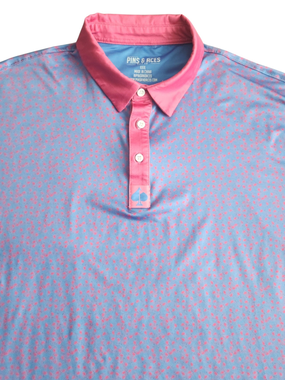 Pins and Aces Golf Performance Polo Shirt Men's 3XL Purple Flamingos Resort AOP